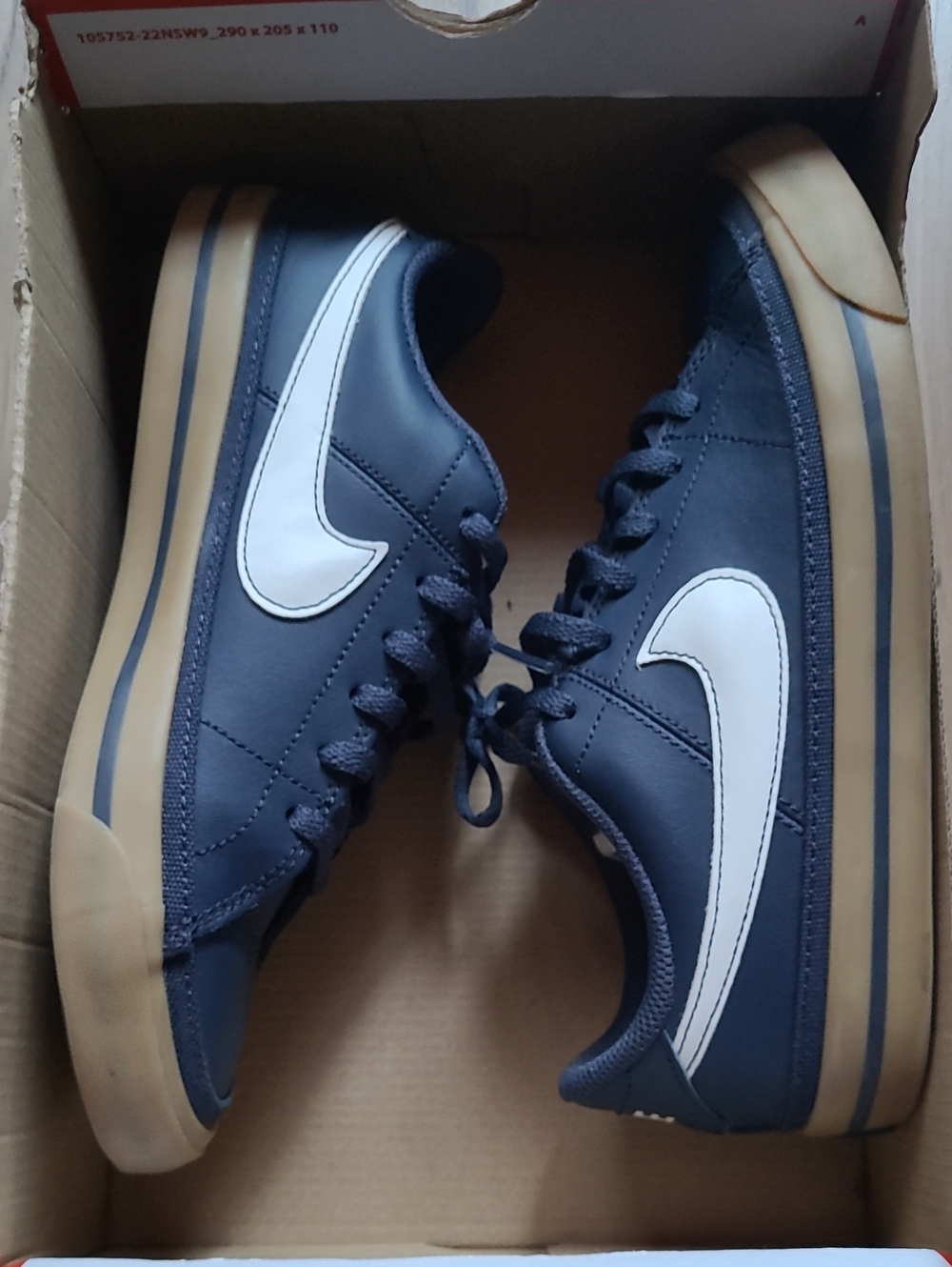 Nike Navy and White Low-Top Sneakers with Gum Sole